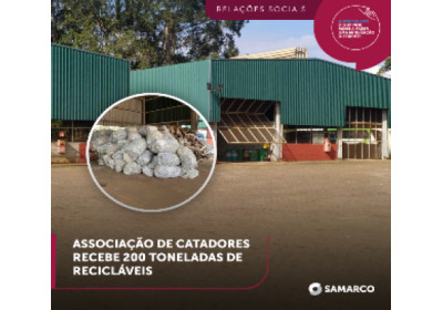 Samarco doa 200 toneladas de material reciclável a Associação de Catadores em Ouro Preto