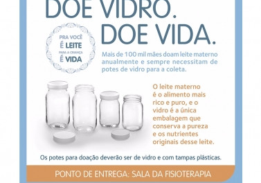 Campanha arrecada potes de vidro para leite materno