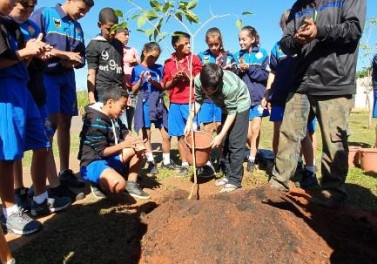 Com apoio da Suzano, crianças plantam árvores e revitalizam praças em Três Lagoas (MS)