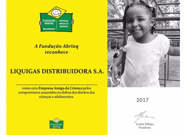 Liquigás renova Selo Empresa Amiga da Criança da Abrinq pelo sexto ano consecutivo