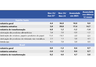 ES tem maior produção industrial do país e cresce 36,8% em novembro